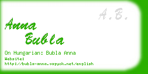 anna bubla business card